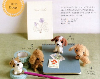 Amigurumi Crochet Pattern 4 Tiny Pet Dogs Plush PDF Japanese + Crochet Charts