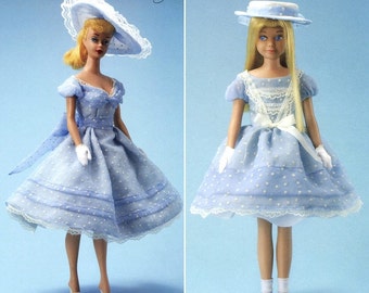 Fashion Dolls Pattern Blue Afternoon Robes et accessoires PDF Modèles anglais noms et clé de couture inclus