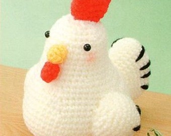 Big Amigurumi Chicken Plush Crochet Pattern PDF Japanese + Crochet Charts