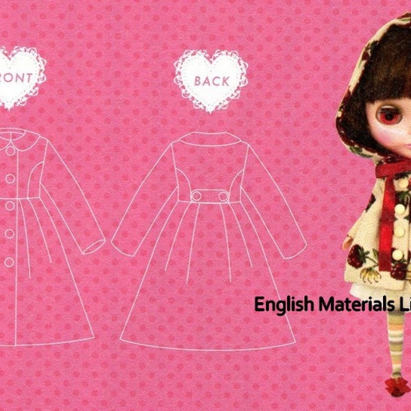 Blythe Lolita No Hood Coat Sewing Pattern PDF Noms des modèles anglais, liste des matériaux anglais inclus