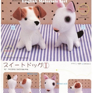 Adorable Puppy Bull Terrier and Jack Russel Plush Sewing Pattern PDF English templates names, Translated materials list included