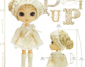 Ensemble de vêtements de nuit romantiques Patron de couture Little Pullip PDF noms de modèles anglais et clé de couture incluse