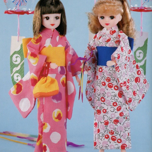 Yukata & Kimono Sewing Pattern 22cm ( 8.7" ) Dolls  English templates names and Sewing key included