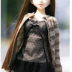 MSD Jeans, Tulle Tunic and Casual Stripped Cardigan BJD Sewing Pattern PDF English templates names,Sewing key included