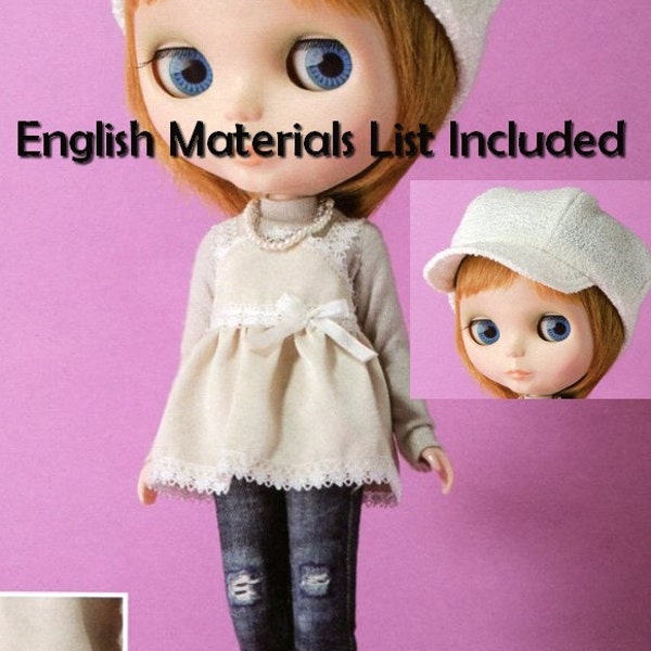 Blythe Distressed Denim Pants, Sweater,Tunic, Hat Sewing Pattern PDF English templates names, English material list and sewing info included