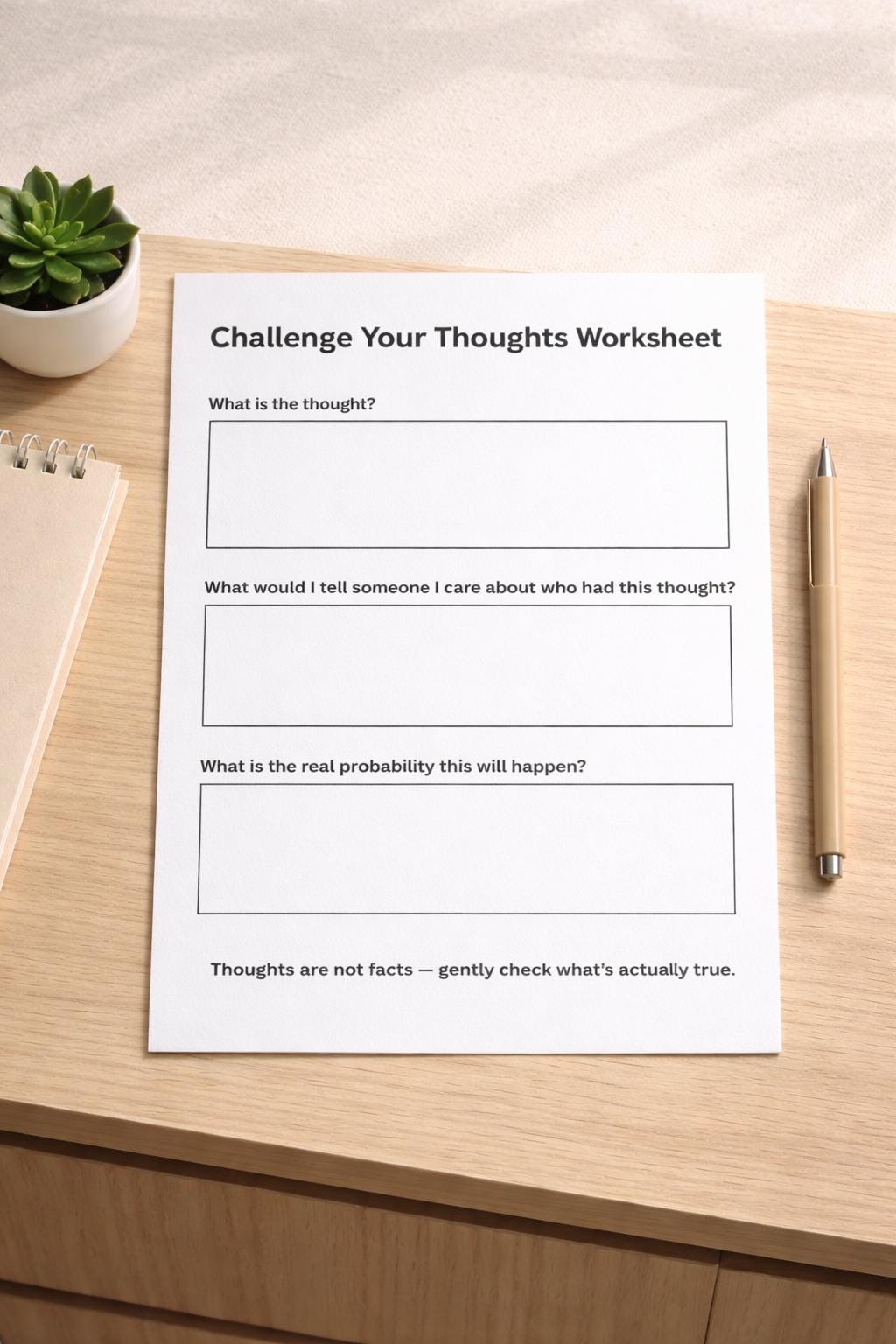 CBT Thought Reframing Worksheet | Anxiety Relief (PDF) - Etsy