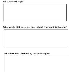 CBT Thought Reframing Worksheet | Anxiety Relief (PDF)