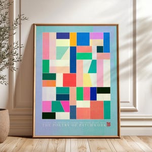 Korean Wall Art Print, Modern Geometric Art, Contemporary Asian Wall Decor, Gallery Wall Artwork, Housewarming Gift, Korean Patchwork Art