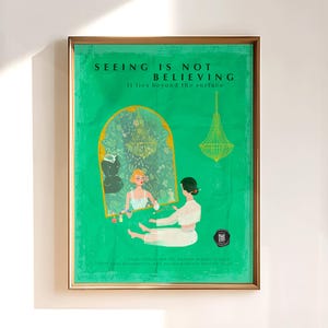 Retro Korean Hanbok Pop Art Print | Green Vintage Poster, Surreal Collage Wall Art, Statement Graphic Decor