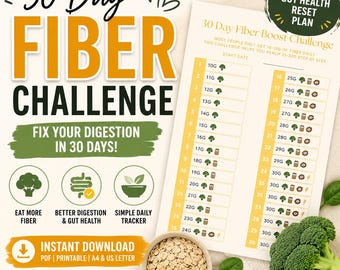 30 Tage Fiber Challenge druckbare, Gut Gesundheit Tracker (PDF Download)
