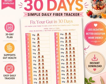 30-Tage Fibre Tracker Printable - Darm-Gesundheit-Reset-Plan (Instant Download)