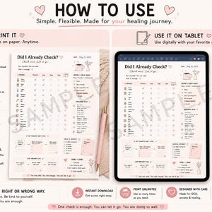 OCD checking tracker printable how to use guide with watermark, print at home or use digitally on tablet or iPad