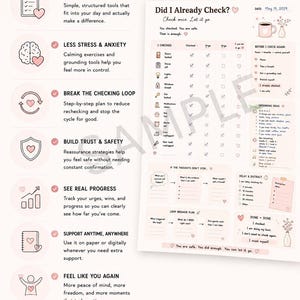 OCD checking tracker printable benefits graphic with watermark helping break checking loops and feel safe again