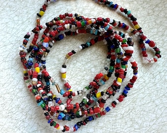 48” Strand African Trade Seed Beads; 2-3mm Size Colorful Glass Beads