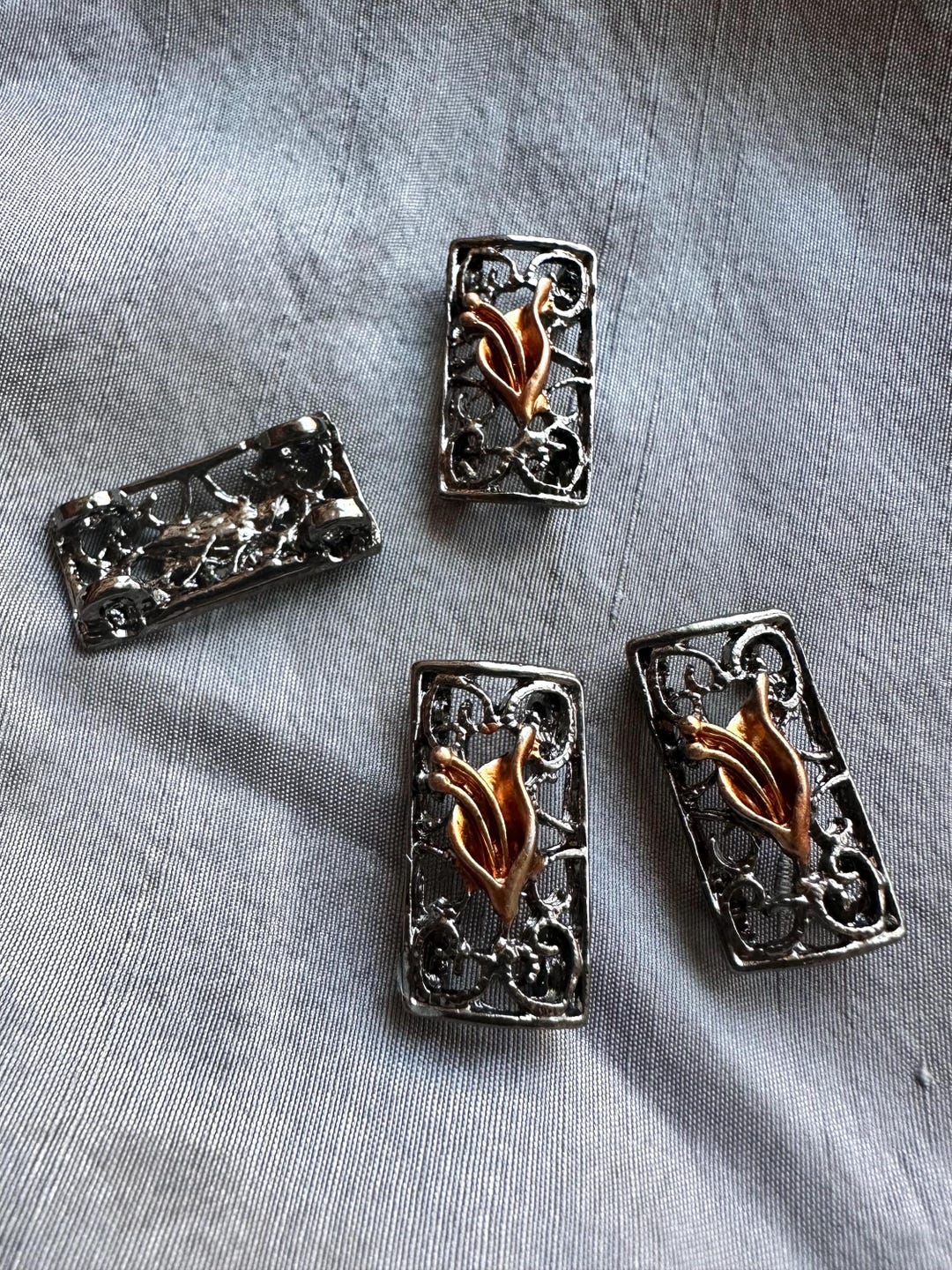 Interlocking Filigree Slider Edwardian Filigree Slider Beads With Calla Lily Enamel in Antiqued ...