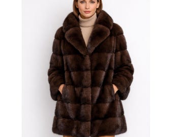 Luxury Chocolate Brown Mink Fur Coat for Women, Elegant Winter Teddy Coat, Soft Long Fur Coat, Warm Oversized Winter Outerwear Gift for Her