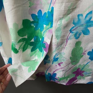 Vintage Adrianna Papell 100% Silk Floral Skirt Set Blue Green Purple Womens 8 image 10