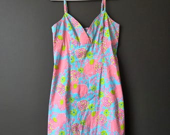 Vintage Lilly Pulitzer White Label Elefrance Print Mini Shift Dress Size 10