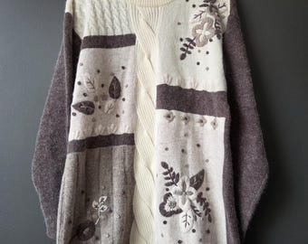 Vintage Belldini Women's Sweater Size Large Angora Blend Embroidered Cottagecore