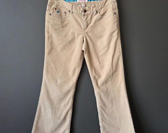 Vintage Y2k Aeropostale Womens Low Rise Khaki Corduroy Flare Pants Sz 5/6 2000s