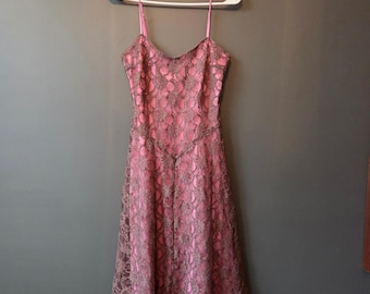 Vintage Betsey Johnson Lace Overlay Slip Dress A Line Midi Size 2 Coquette Fairy