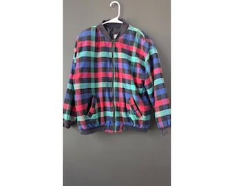 Vintage 80s 90s S Flannel Bomber Style Jacket Saratoga Sport Zack Clothing Co