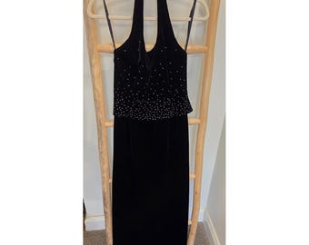 Scott Mcclintock Millenium 2000 Vtg Y2K Black Velvet Formal Dress Sz 4 petite