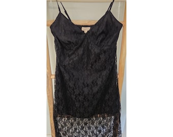 Bloomfield black lace dress large vtg y2k whimsigoth semi-formal homecoming