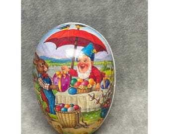 VTG German Nestler Easter Egg Candy Container Gnome Bunny Cardboard 5 in.