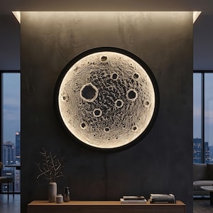 Decoración de pared LED con gráfico lunar 3D