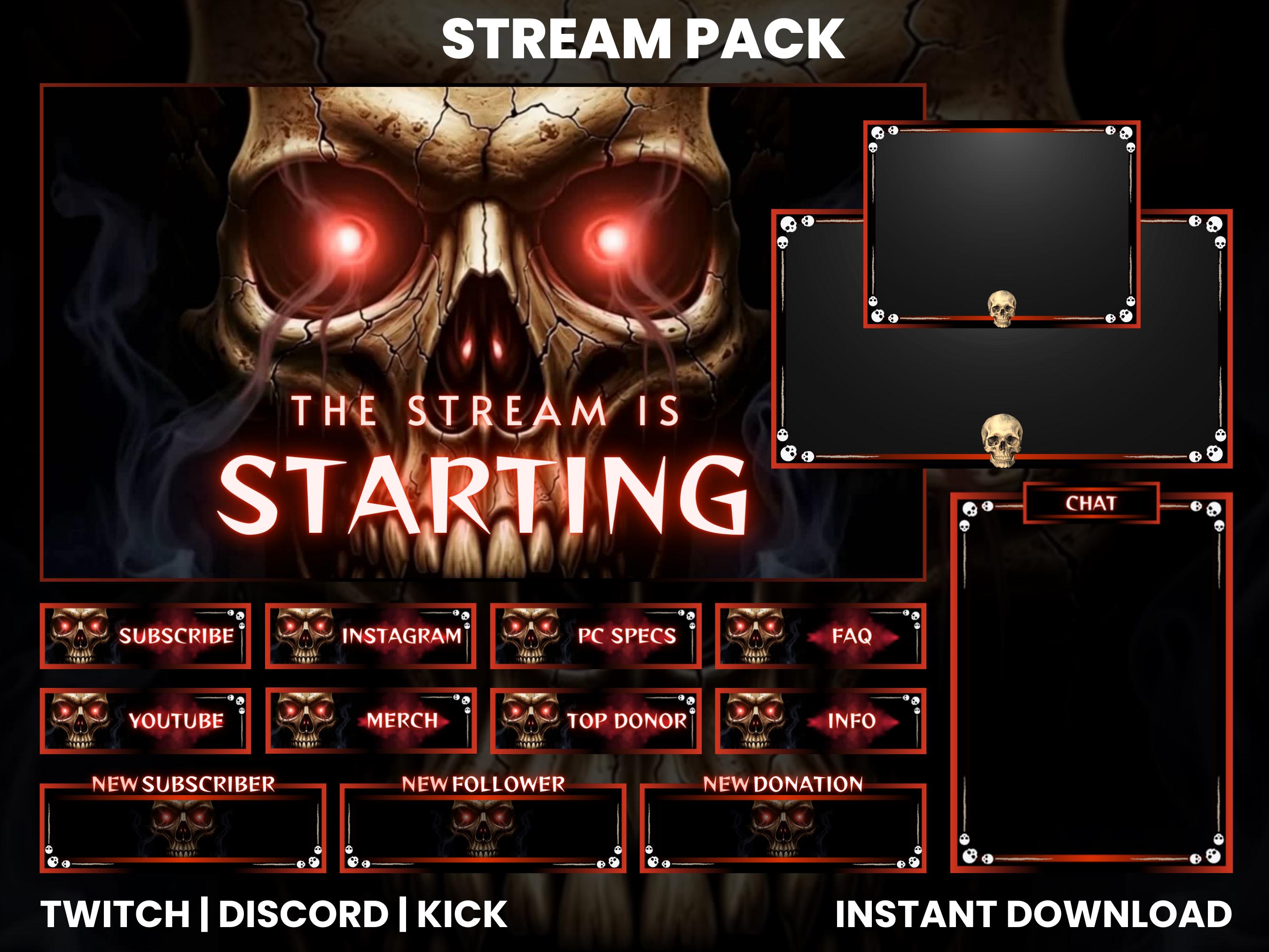Red Smoke Skull Twitch Stream Pack | Animated Screens (digital Download ...