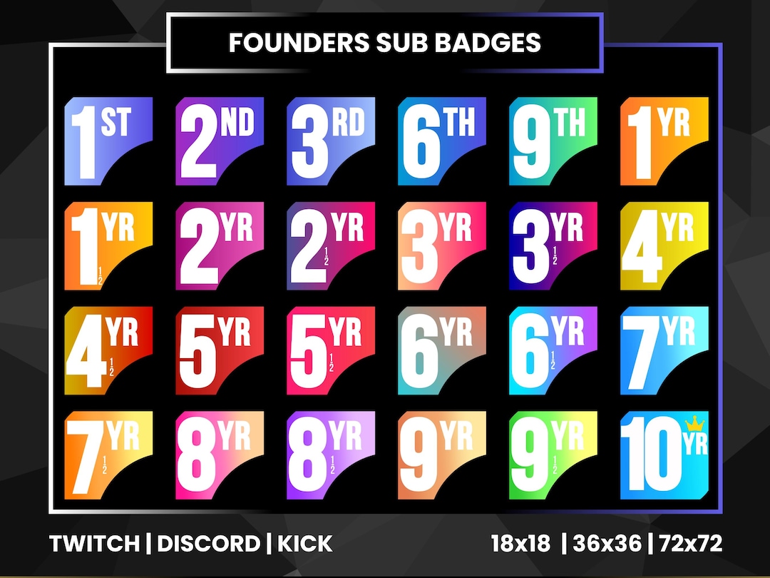 Founders Sub Badges Pack | Twitch, Kick & Discord (digital Download) - Etsy
