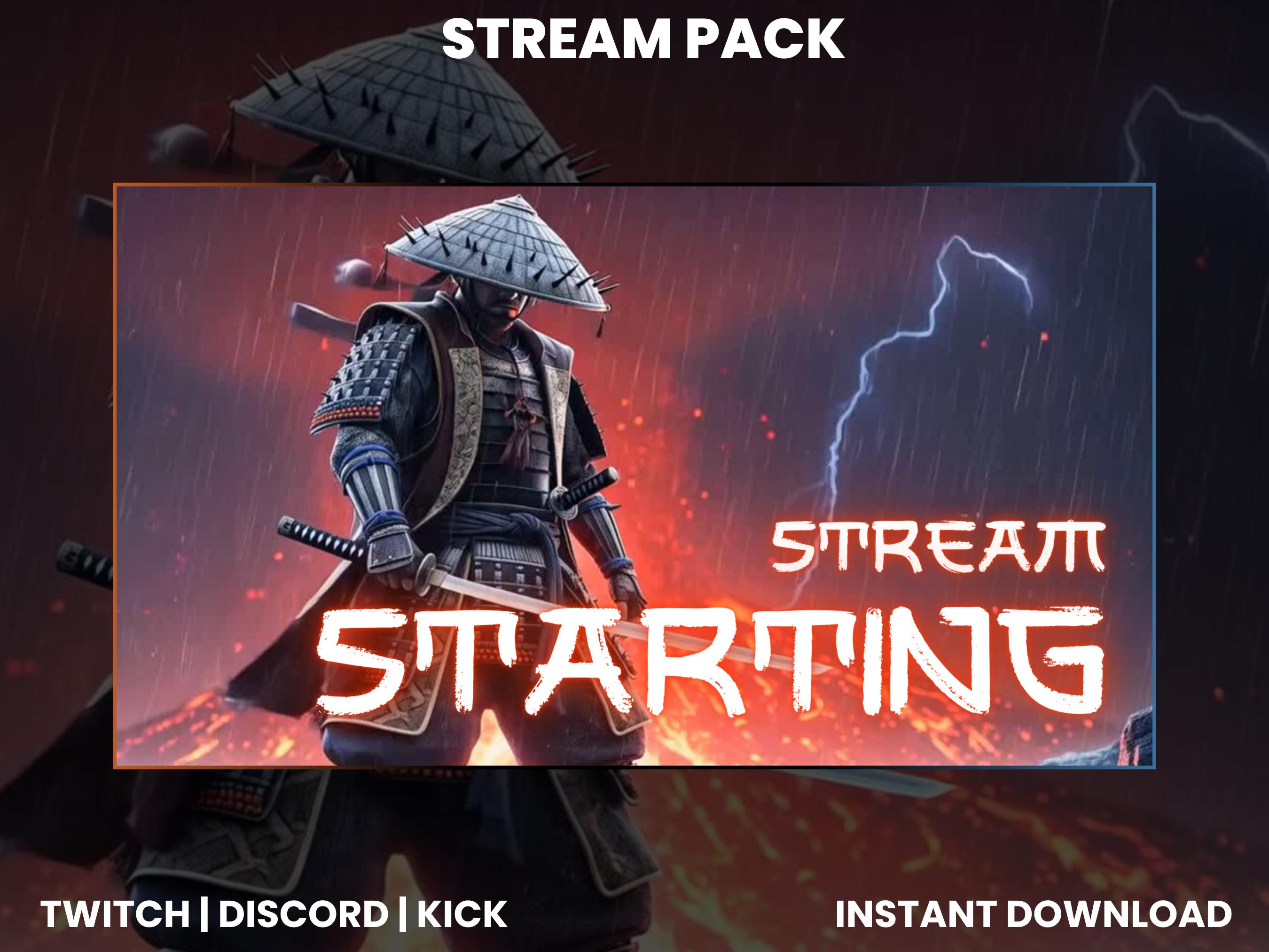 Samurai Twitch Stream Overlay Pack | Thunder Samurai | Ninja Overlay ...