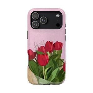 Red Tulip Bouquet Phone Case | Magnetic Impact-Resistant Case