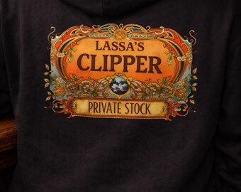Lassa's Clipper Vintage Hoodie, Restored Antique Lithograph Art, Retro Americana Graphic Sweatshirt, Heritage Advertising Aesthetic Pullover