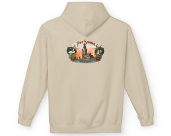 Time Signal Vintage Hoodie, Restored Antique Lithograph Art, Retro Americana Graphic Sweatshirt, Heritage Advertising Aesthetic Pullover