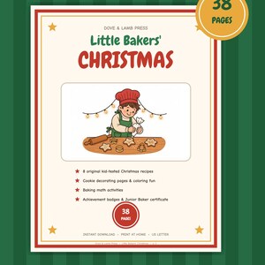 Pack de repostería navideña para niños / 8 recetas de repostería, páginas para decorar y matemáticas de repostería / Imprimible de actividades navideñas para niños