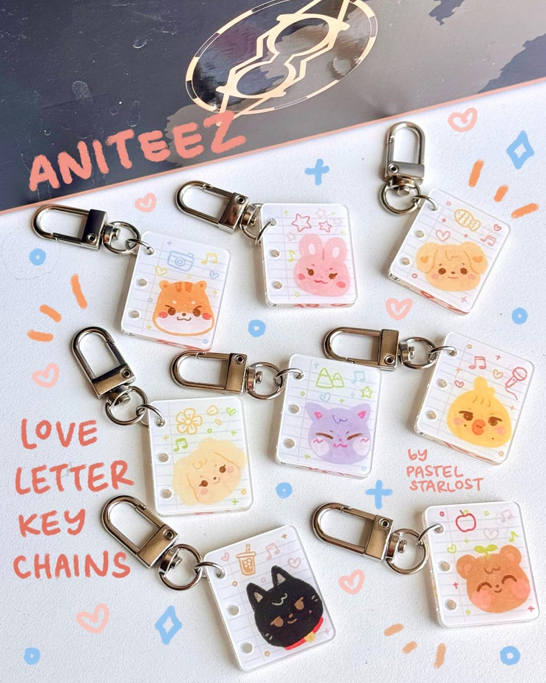 Aniteez Keychains Ateez Aniteez Doodle Letter Keychain Acrylic Charm - Etsy