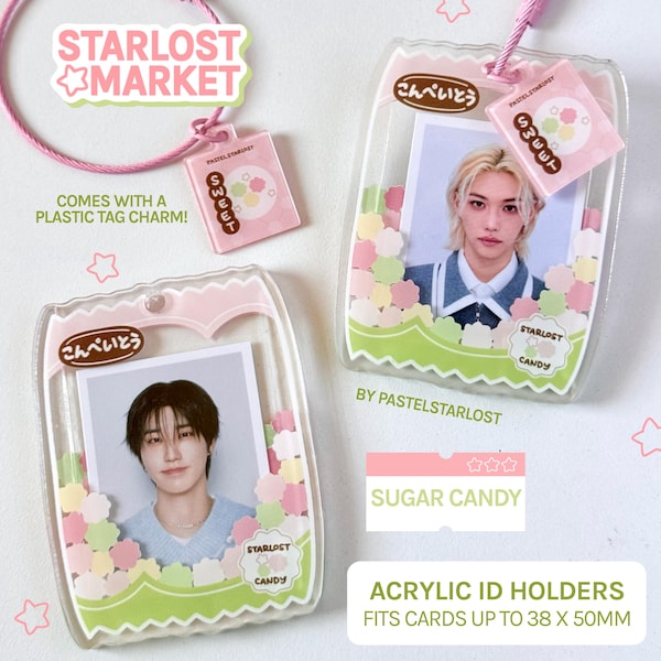 Sugar Candy Acrylic ID Card Mini Holder Keychain Accessory