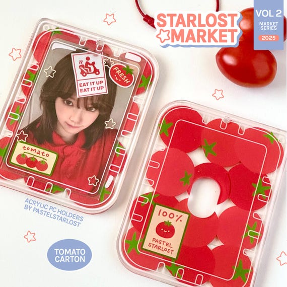 Tomato Carton Acrylic Photocard Holder Keychain
