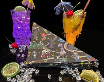 Tovaglioli con stampa della Haunted Mansion di Disneyland per feste e tiki bar - SET DA 4