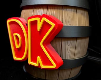 HUGE 12" Donkey Kong DK Barrel Garbage Can, Storage Container, Retro Game Decor Nintendo, Mario Cart