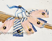 Patchwork Fabric Tags Prim Feedsack Quilt Baby Shower Everyday All Occasion Package Labels Product Hang Tags Pink Blue itsyourcountry