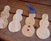 Primitive Snowmen Appliques Vintage Old Quilt Fabric Cutouts Winter Snowman Quilted Embellishments Art Craft Supplies itsyourcountry