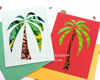 Palm Tree Note Cards Original Textile Fiber Art Notecards Desert Tropical Beach Blank Greeting Cards itsyourcountry