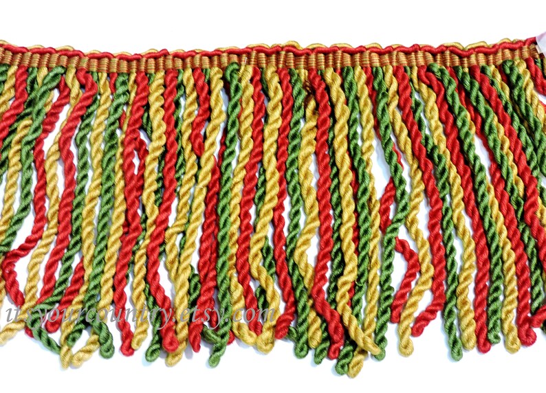 Bullion Upholstery Fringe Vintage Tri Color Red Gold Green 8 Etsy