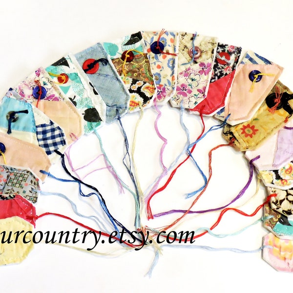 Vintage Patchwork Quilted Tags Antique Quilt Fabric Gift Wrap Cards Unique Christmas Package Labels Small Tags with Strings itsyourcountry