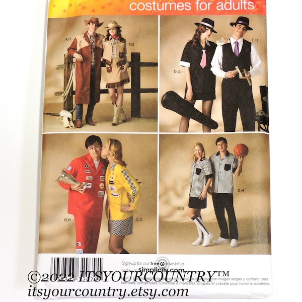 Adults & Teens Costume Pattern Simplicity 2797 Halloween Dress Up Sz XS-XL Cowboy Cowgirl Gangster Race Car Driver Uncut itsyourcountry