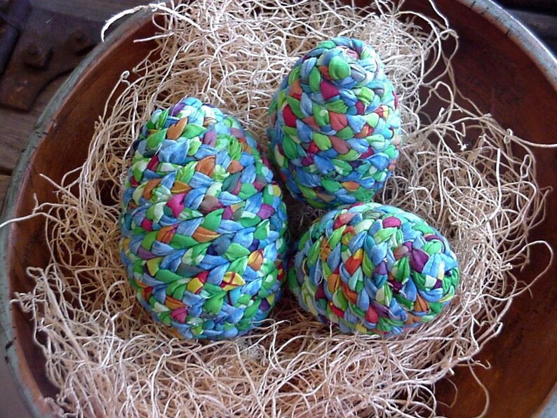 Fabric Easter Eggs Spring Dyed Braided Eggs Farmhouse Home | Etsy