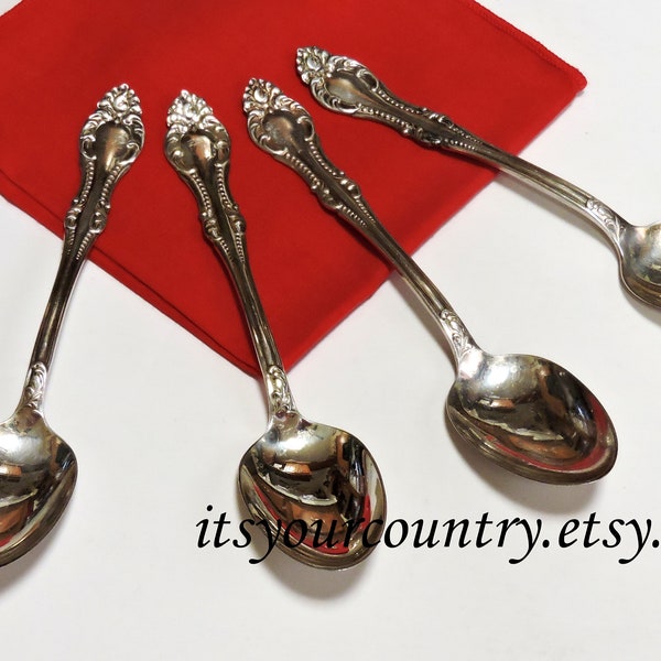 Antique Silverplate Teaspoons 1881 Rogers A1 Carlton Pattern Set of 4 Replacement 6" Silver Plated Tea Spoons Silverware itsyourcountry etsy